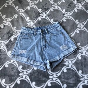 Light washed denim shorts